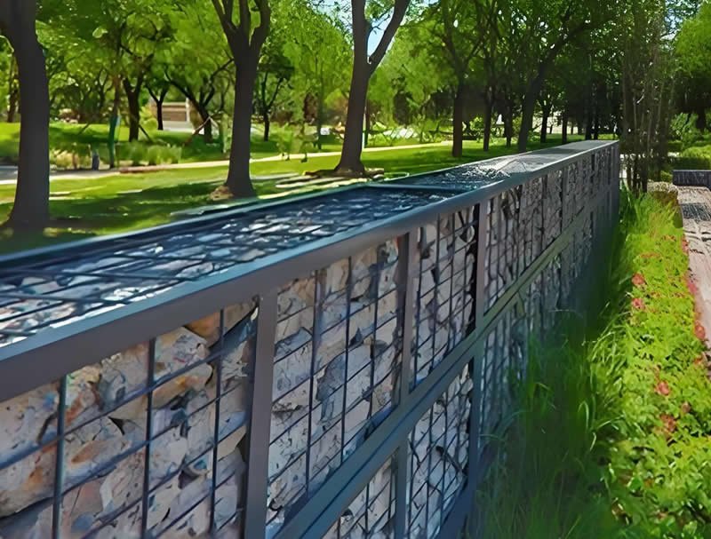 PVC Coated Welded Gabion Cage 4.0mm–4.5mm wire, used for landscaping and seating.